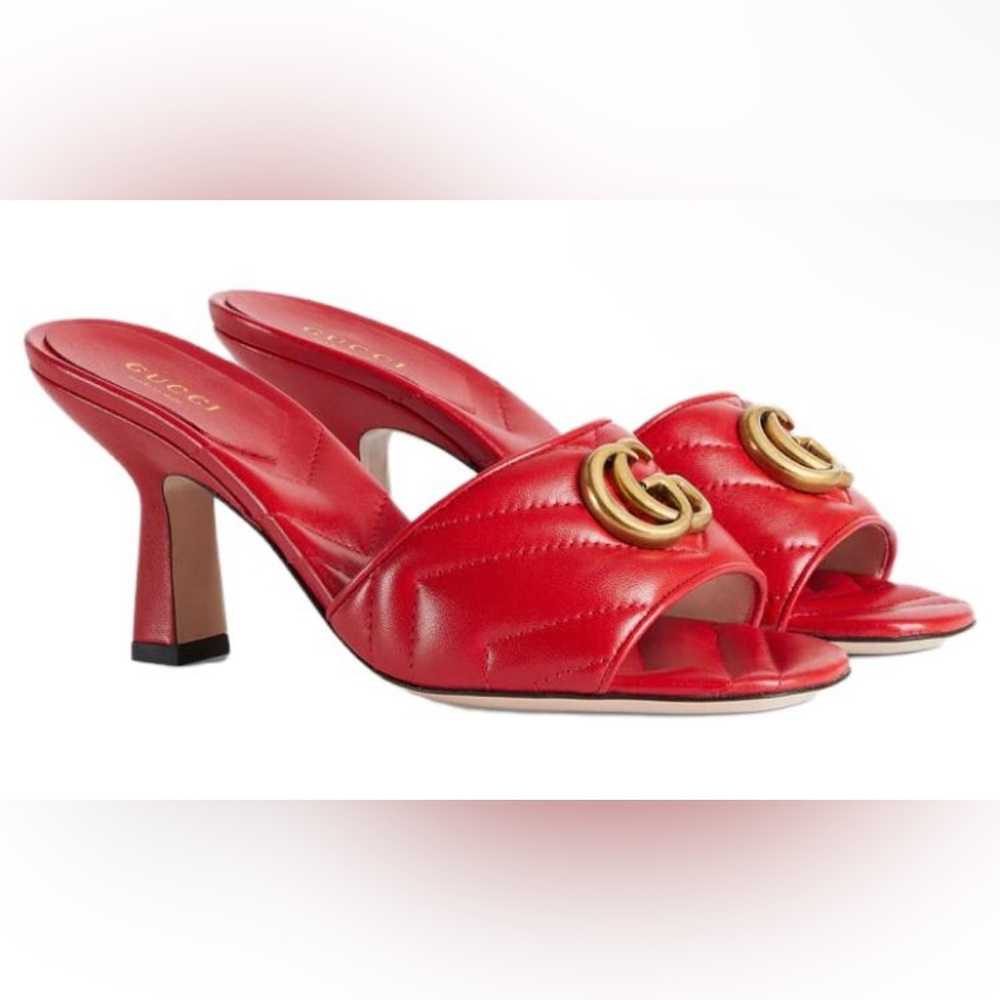 Gucci Double G Marmont Slide Sandal Mules Maple Red
